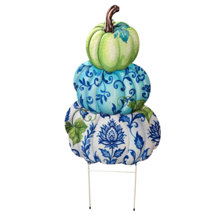 35" Metal Stacked Pumpkin Trio Yard Stake
