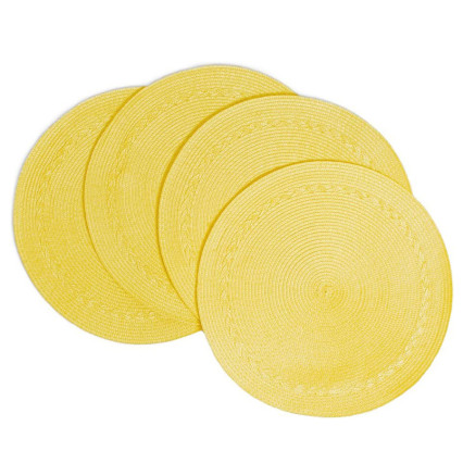 Braided Edge Round Placemat Set of 4 - Canary