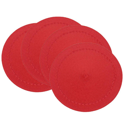 Braided Edge Round Placemat Set of 4 - Tangerine
