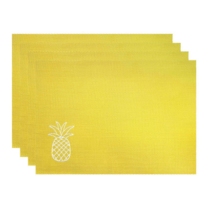 Woven Vinyl Emb. Placemat - Set of 4 - Yellow Pineapple