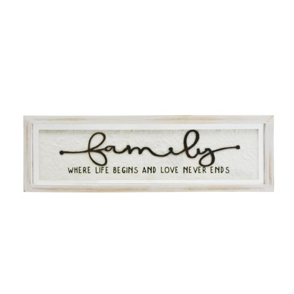 20"L Family Glass Sign with Wood Frame