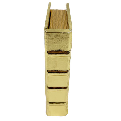 12"H Gold Faux Leather Book Storage Box