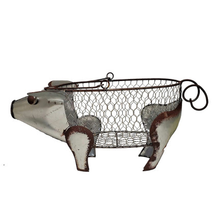 18" Metal Pig Basket w/Handle