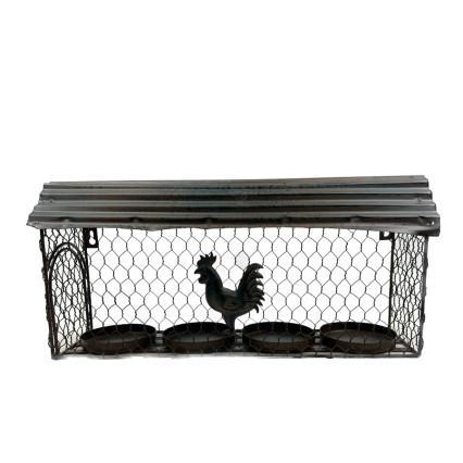 17" Metal Barn Candle Holder w/Rooster Accent