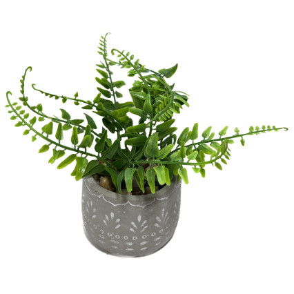 7.5"H Faux Fern in Stone Pot