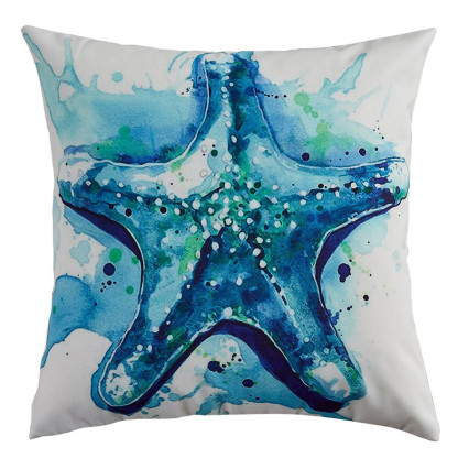 18" Blue Starfish Pillow Cover