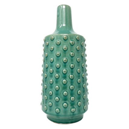 Glazed Teal Knobby Ceramic Vase