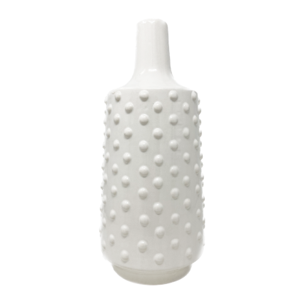 Glazed White Knobby Ceramic Vase