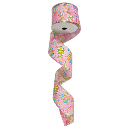 2.5" x 10yd Easter Egg Glitter Ribbon-Pink
