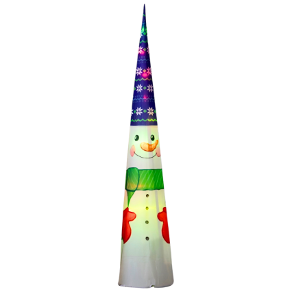 73" Lighted Fabric Cone Tree - Snowman