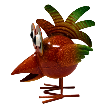 8" Metal Bobble Baby Bird- Orange & Red