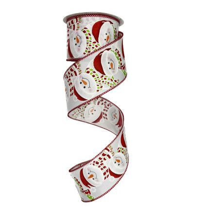 2.5"x10yd Glitter Snowman on White Ribbon