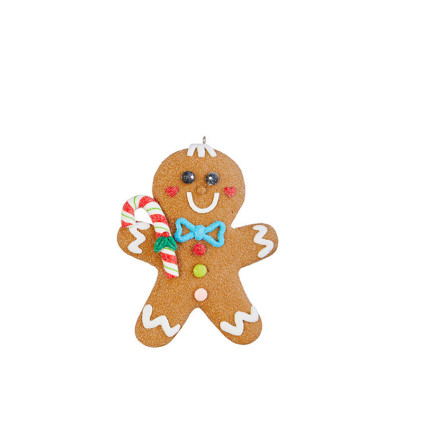 5" Gingerbread Man Ornament - Blue Bowtie