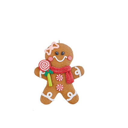 5" Gingerbread Man Ornament - Pink Bow