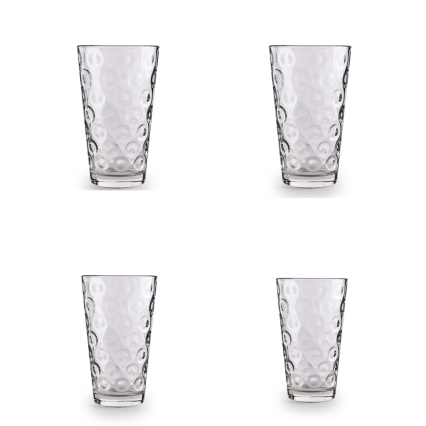 15.75oz Double Circle Cooler Glass- Set of 4