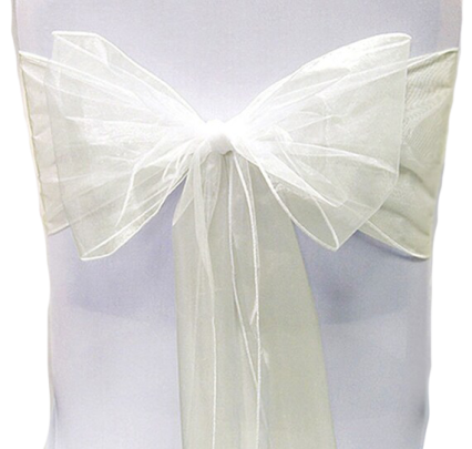 Organza Chair Bow Sash - Ivory