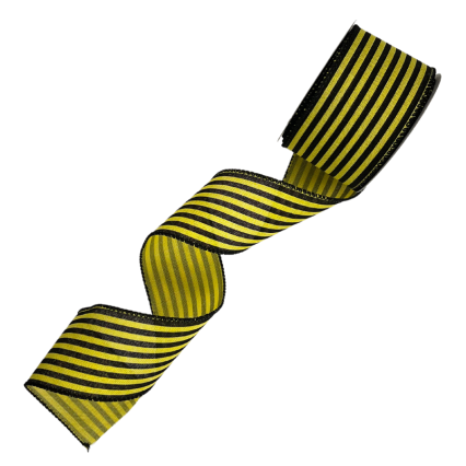 2.5" x 10yd Black and Yellow Horizontal Striped Ribbon