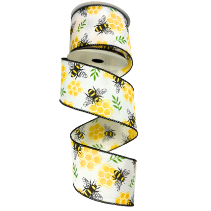 2.5" x 10yd Bumblebee & Hive Ribbon
