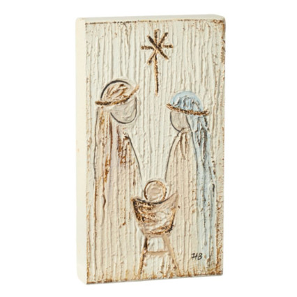 11.75" Textured Holy Family Block Sign