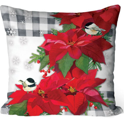 17" Indoor Outdoor Pillow - Poinsettia Cascade