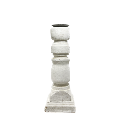 12" White Wash Wood Pilar Candle Holder