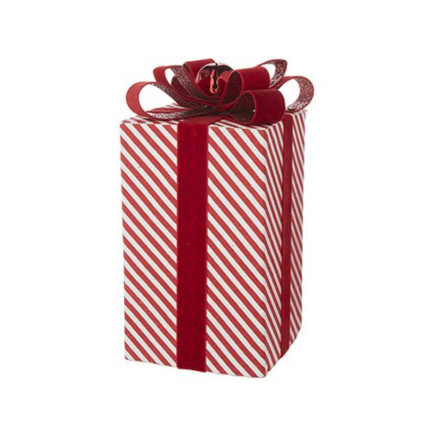 10" Red White Stripe Giftbox Ornament/Decor