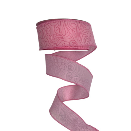 1.5" x 10yd Pink Embossed Ribbon