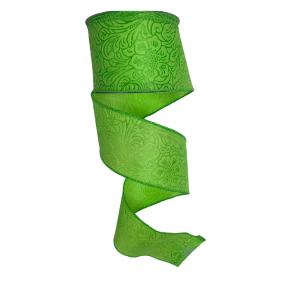 2.5" x 10yd Lime Green Embossed Ribbon