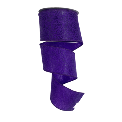 2.5" x 10yd Purple Embossed Ribbon