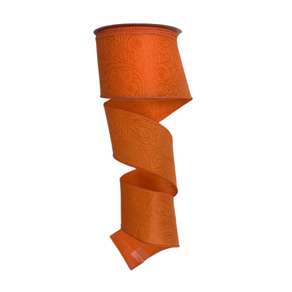 2.5" x 10yd Orange Embossed Ribbon