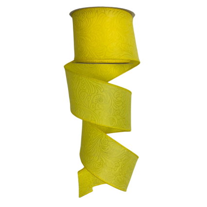 2.5" x 10yd  Yellow Embossed Ribbon