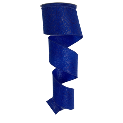 2.5" x 10yd Blue Embossed Ribbon
