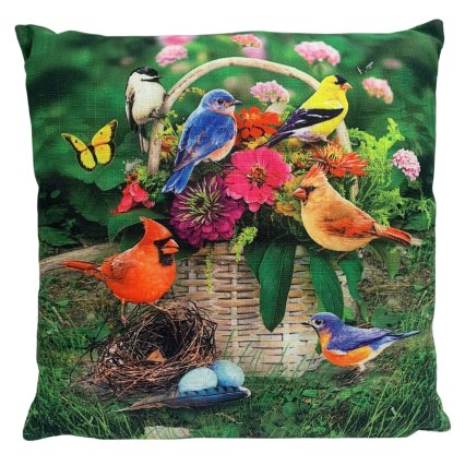 17" Outdoor Pillow - Songbird Basket