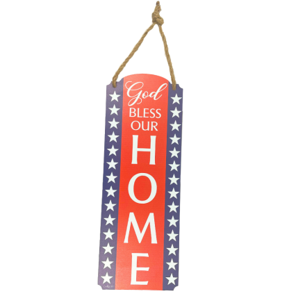 18" God Bless Metal Plaque