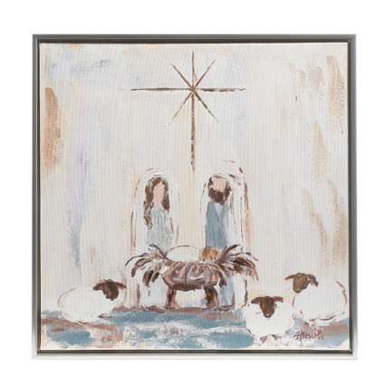 19.5" Holy Family Framed Canvas Wall Art