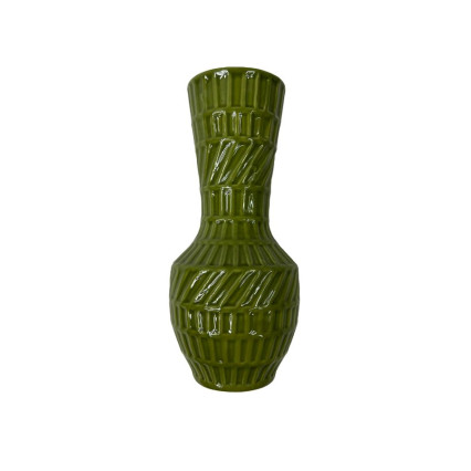 8" Textured Tapered Vase-Green