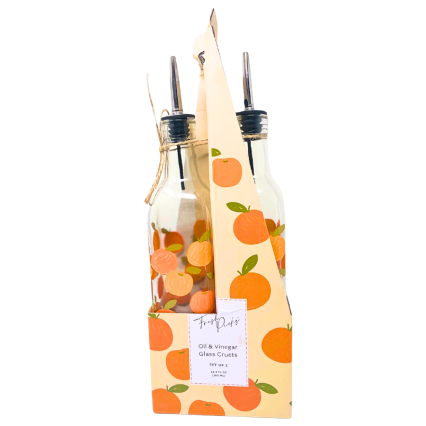 Oil & Vinegar Glass Cruets - Oranges