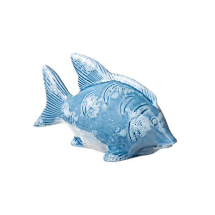 10" Porcelain Tiger Barb Fish Statue - Blue