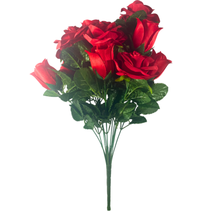 21" Rose & Bud Bush - Red
