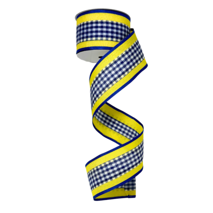 2.5"x10yd Blue Plaid with Yellow Ribbon