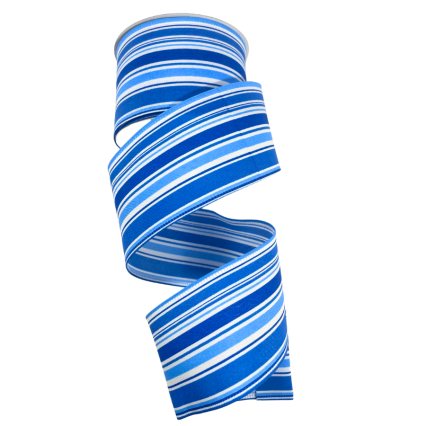 2.5" x 10yd Blue & White Horizontal Striped Ribbon