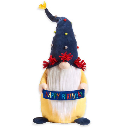 Birthday Wishes Gnome - Blue Happy Birthday Banner