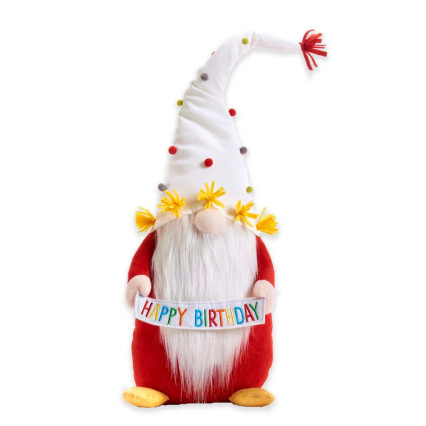 Birthday Wishes Gnome - White Happy Birthday Banner
