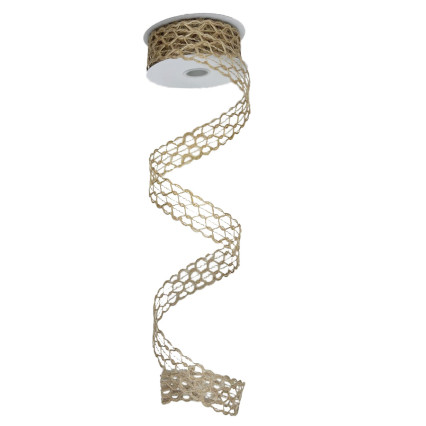 1.5" x 10yd Hexagon Open Weave Natural Ribbon
