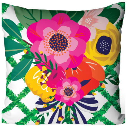 Floral Lattice Outdoor Pillow
