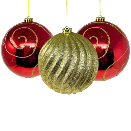 6" Red & Gold Ball Ornament Set