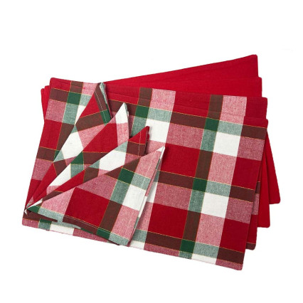 Holiday Classic Plaid - Set of 8 Kitchen Napkins & Placemats