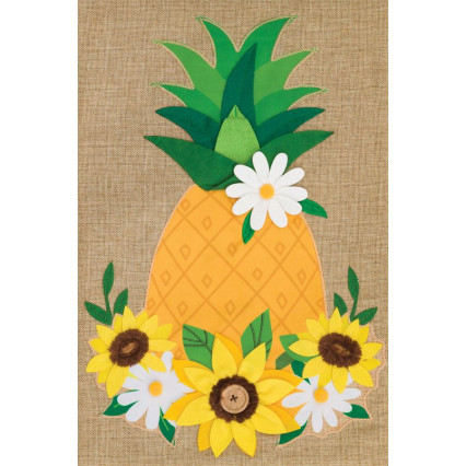 Sunflower Pineapple applique Garden Flag