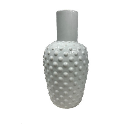 14"H White Hobnail Vase