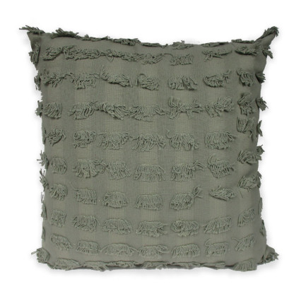 20" Grey Woven Fringe Textured Pillow